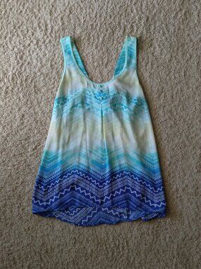 Candie's Colorful Blue Green Yellow Tank Top with Bow Back Detail Size Small